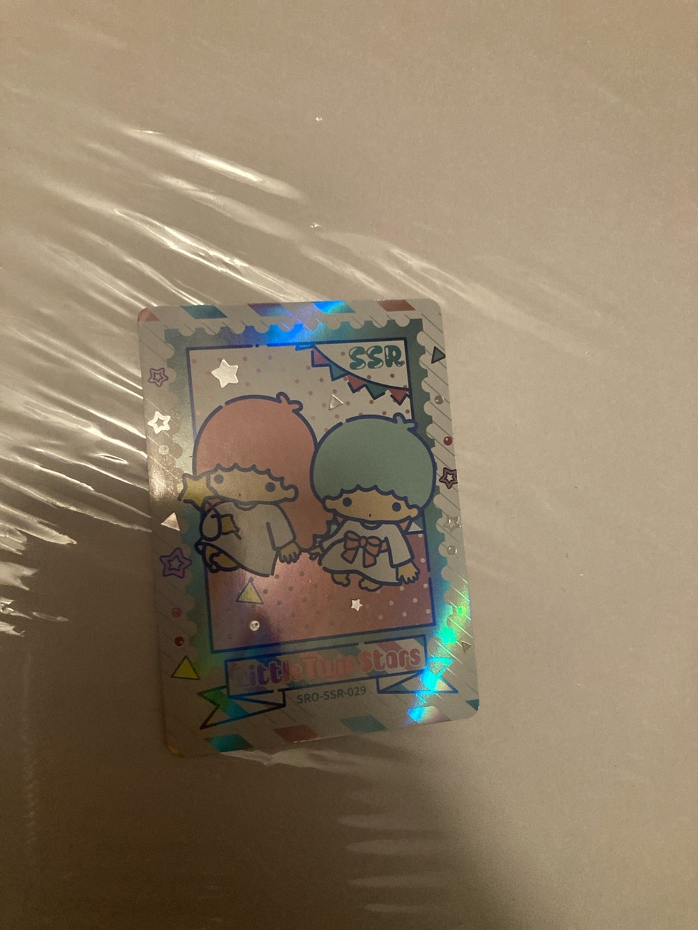 SUPER RARE Sanrio Little Twin Stars Holographic Card - Pastel Pink & Mint